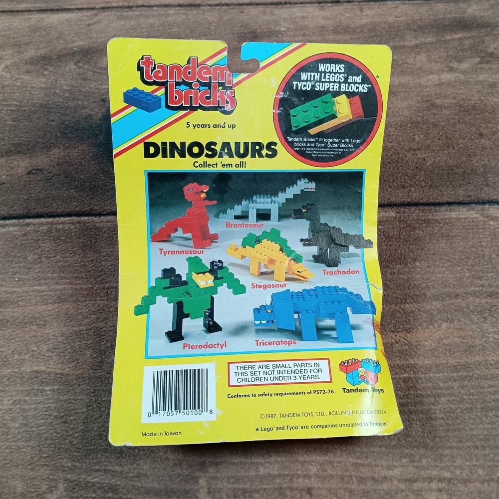 Tandem Bricks Dinosaurs Pterodactyl Kids OS Green New 1987 Vintage No. 5016 - Picture 3 of 6